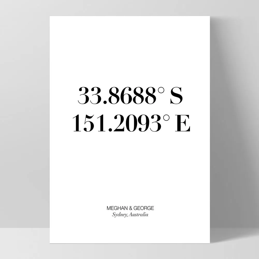 Custom Personalised GPS Coordinates - Art Print