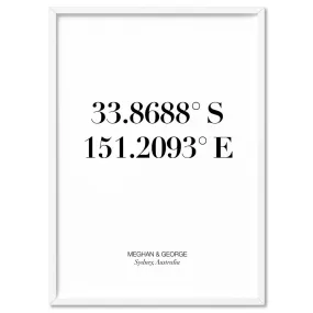 Custom Personalised GPS Coordinates - Art Print