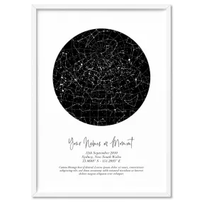 Custom Star Map | Black Circle - Art Print