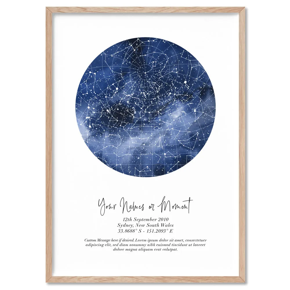 Custom Star Map | Galaxy Watercolour - Art Print