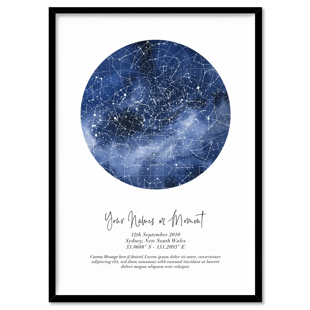 Custom Star Map | Galaxy Watercolour - Art Print