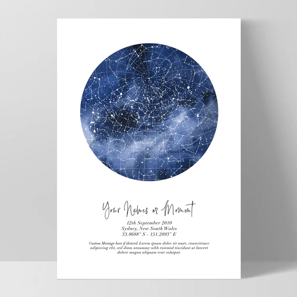 Custom Star Map | Galaxy Watercolour - Art Print