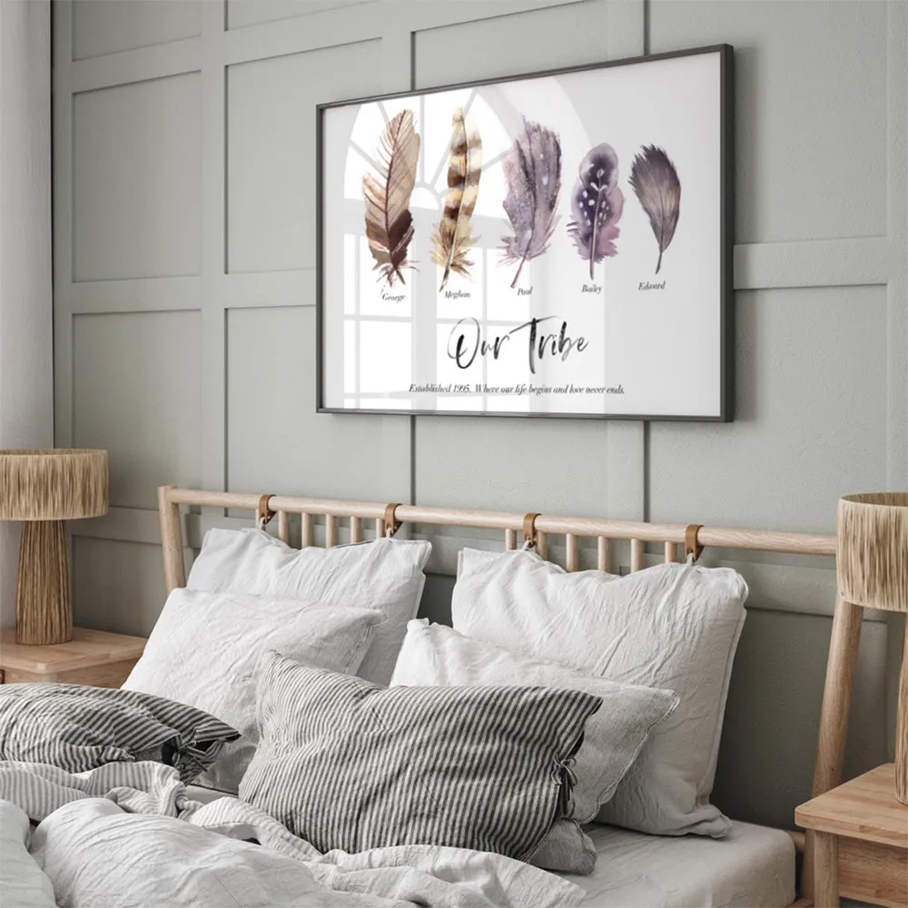 Custom Tribe / Family / Grandchildren Feathers  - Art Print