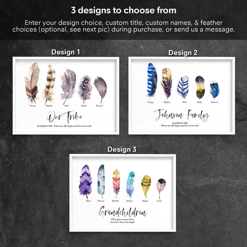 Custom Tribe / Family / Grandchildren Feathers  - Art Print