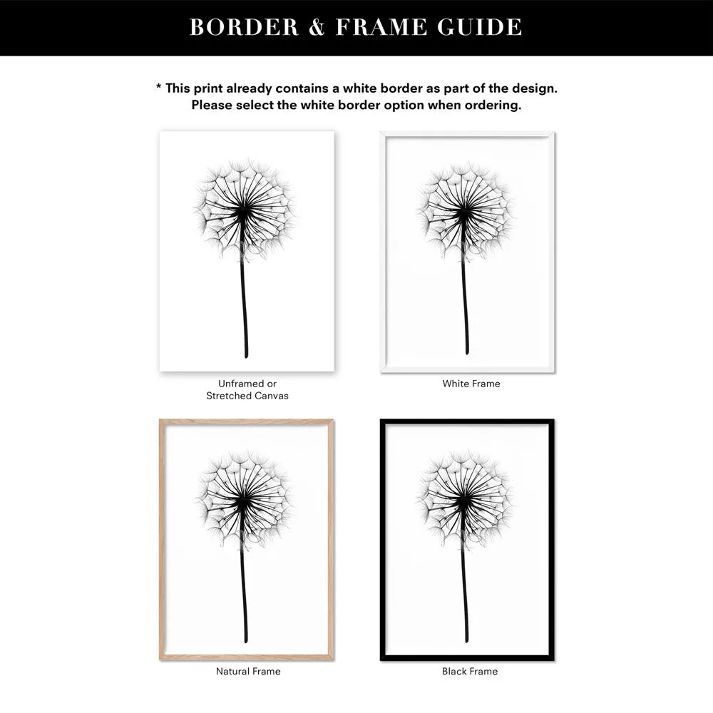 Dandelion Monochrome - Art Print