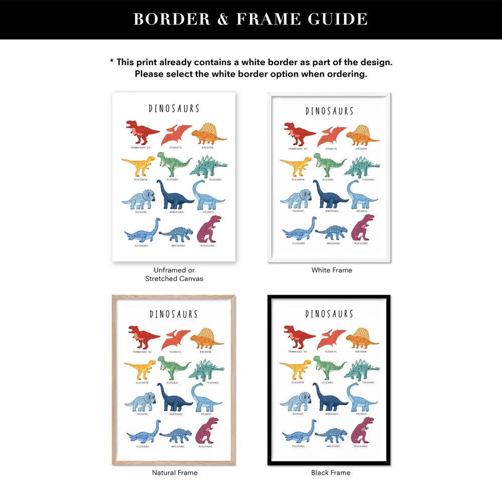 Dinosaur Chart | Bright Tones - Art Print