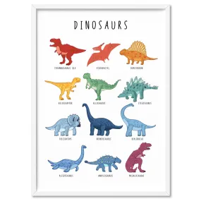 Dinosaur Chart | Bright Tones - Art Print