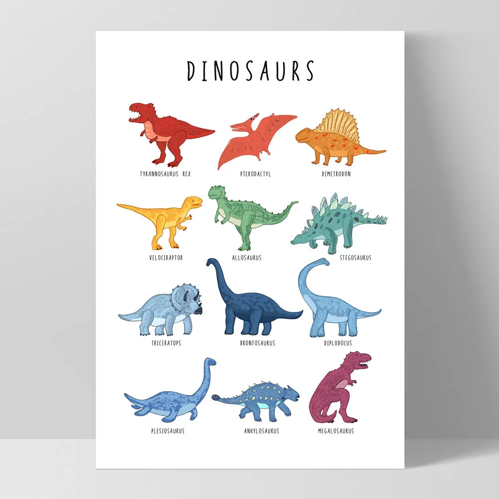 Dinosaur Chart | Bright Tones - Art Print