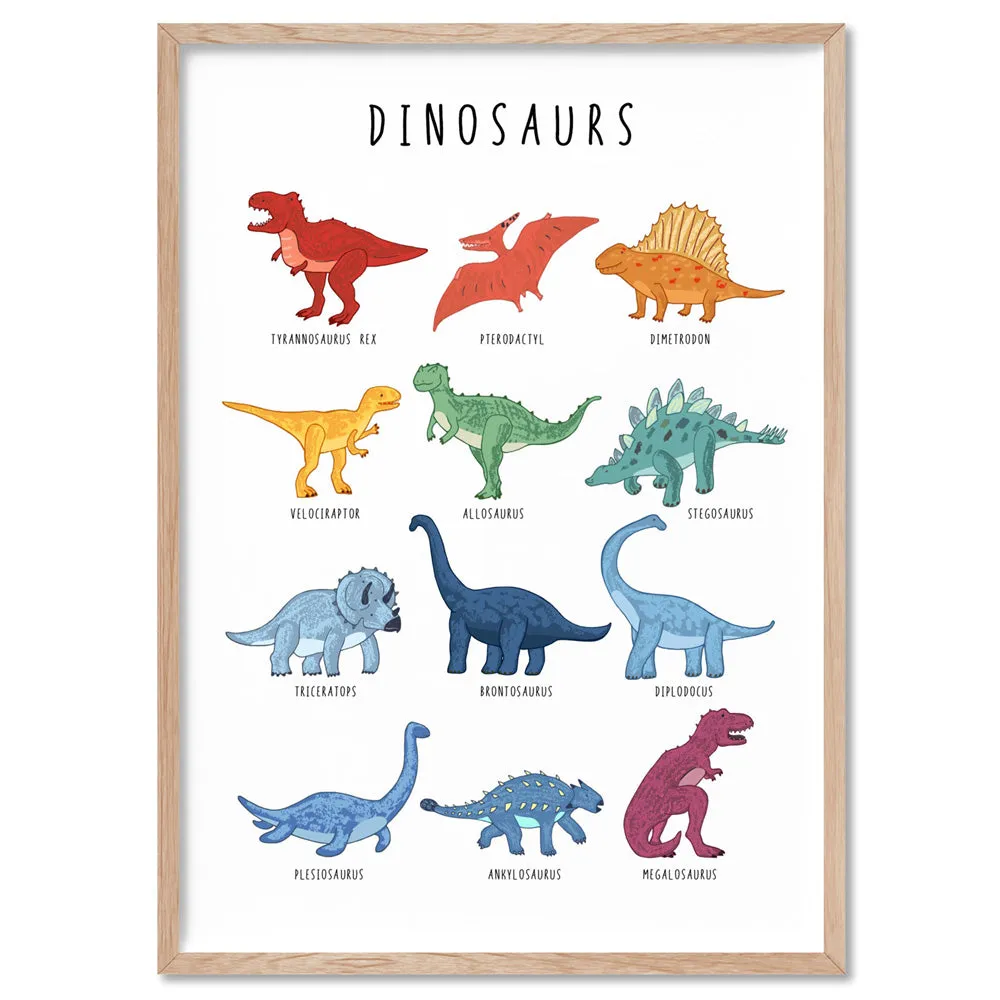 Dinosaur Chart | Bright Tones - Art Print