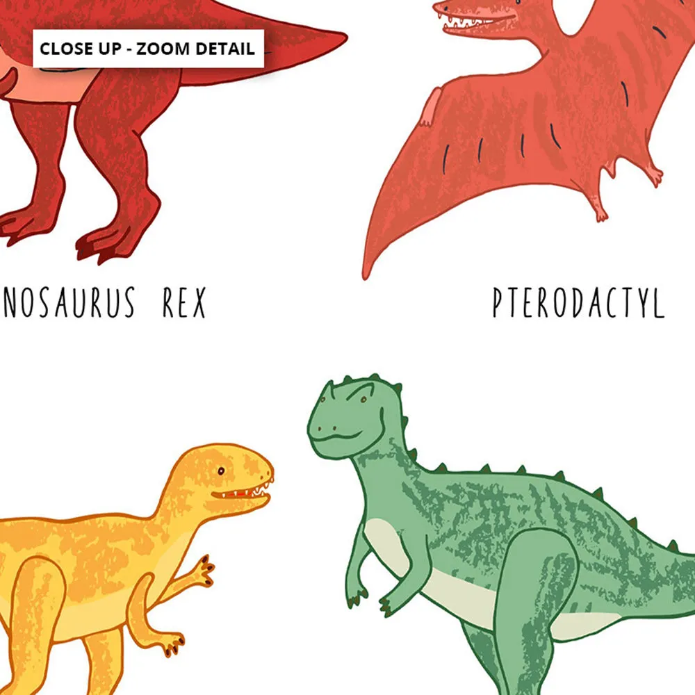 Dinosaur Chart | Bright Tones - Art Print