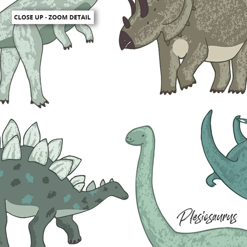 Dinosaur Chart | Green Tones - Art Print