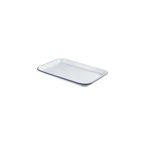 Enamel Serving Tray White with Blue Rim 38.2x26.4x2.2cm