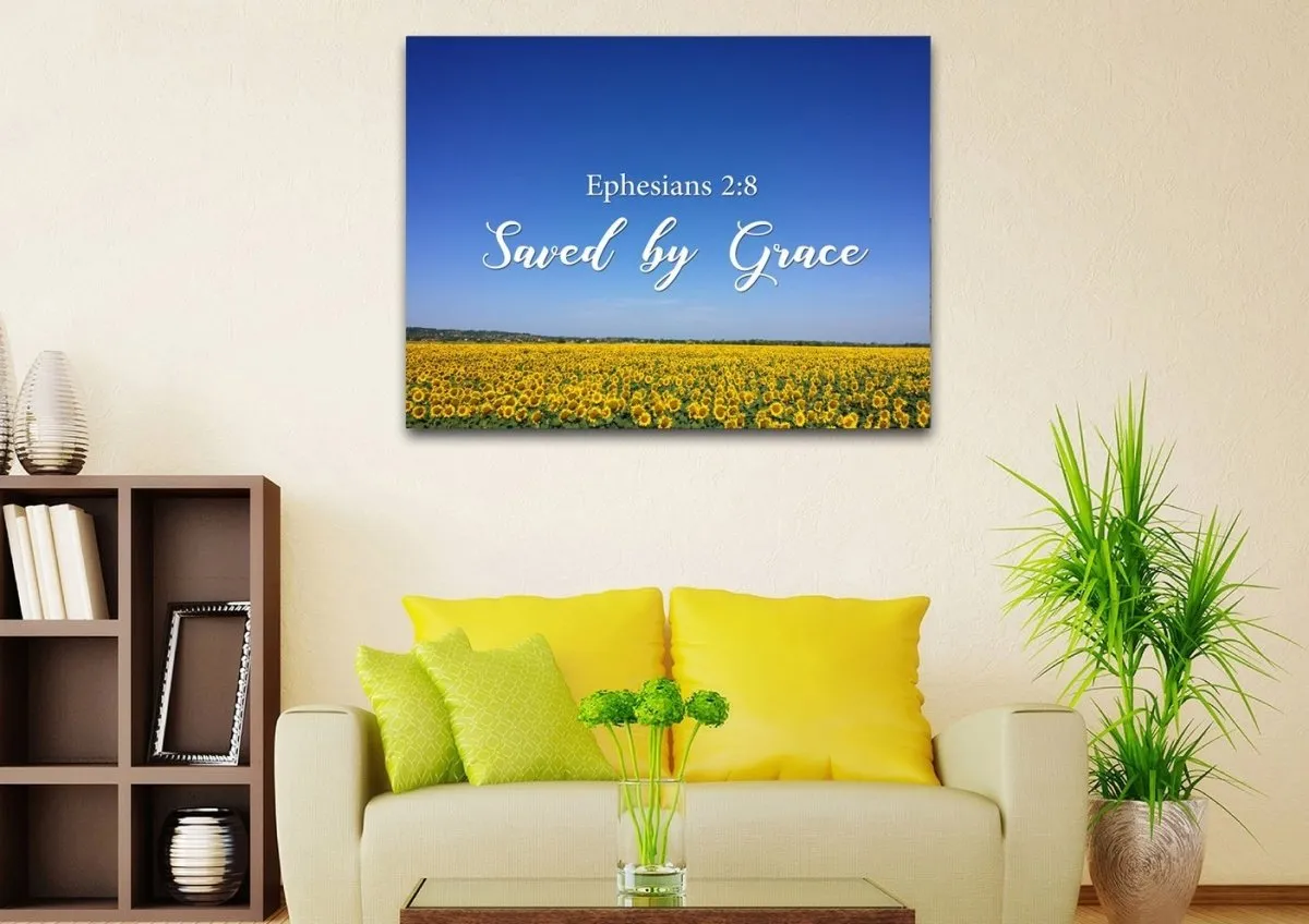 Ephesians 28 Saved By Grace Wall Art Canvas Print - Christian Canvas Wall Art