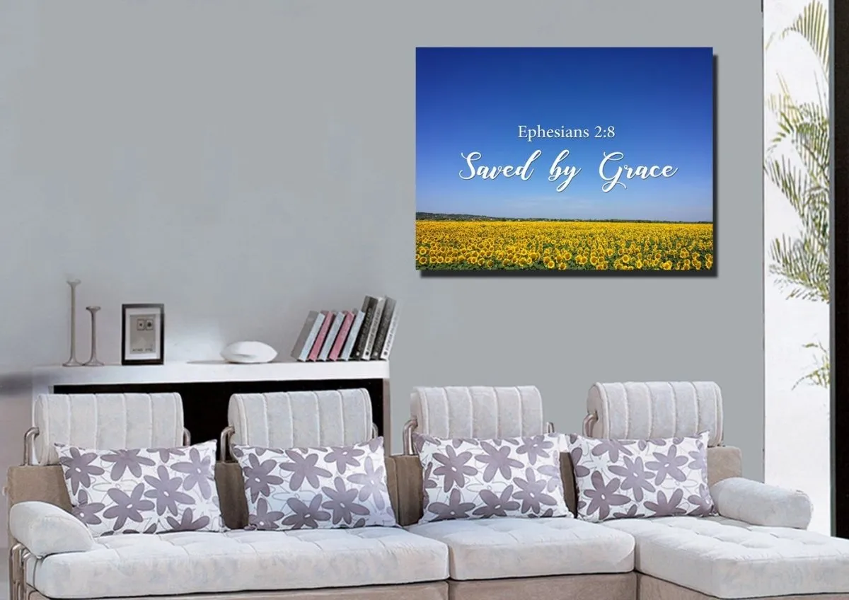 Ephesians 28 Saved By Grace Wall Art Canvas Print - Christian Canvas Wall Art