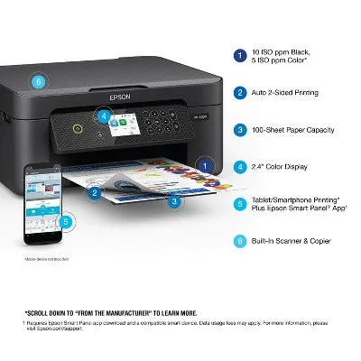 Epson Expression Home XP-4200 Wireless Color Inkjet All-in-One Printer, Copier, Scanner - Black