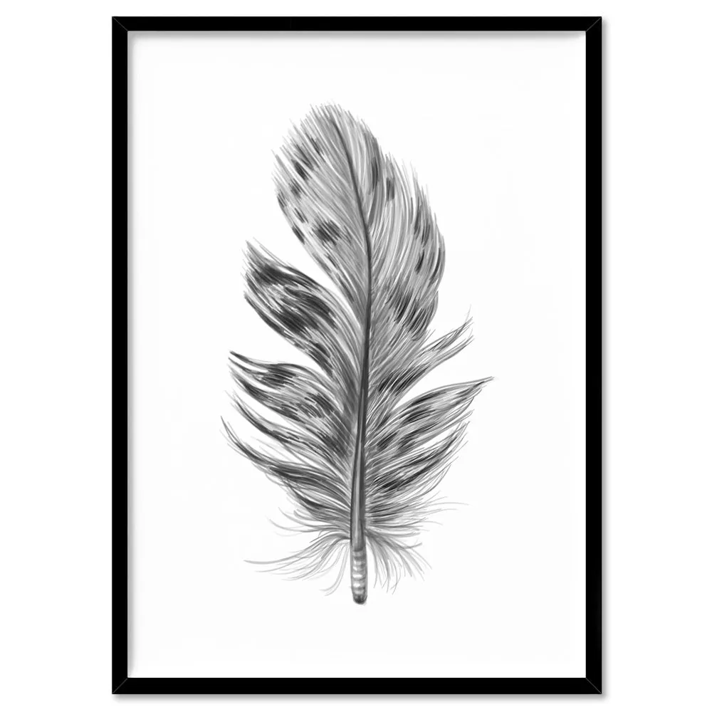 Feather Black & White IV- Art Print
