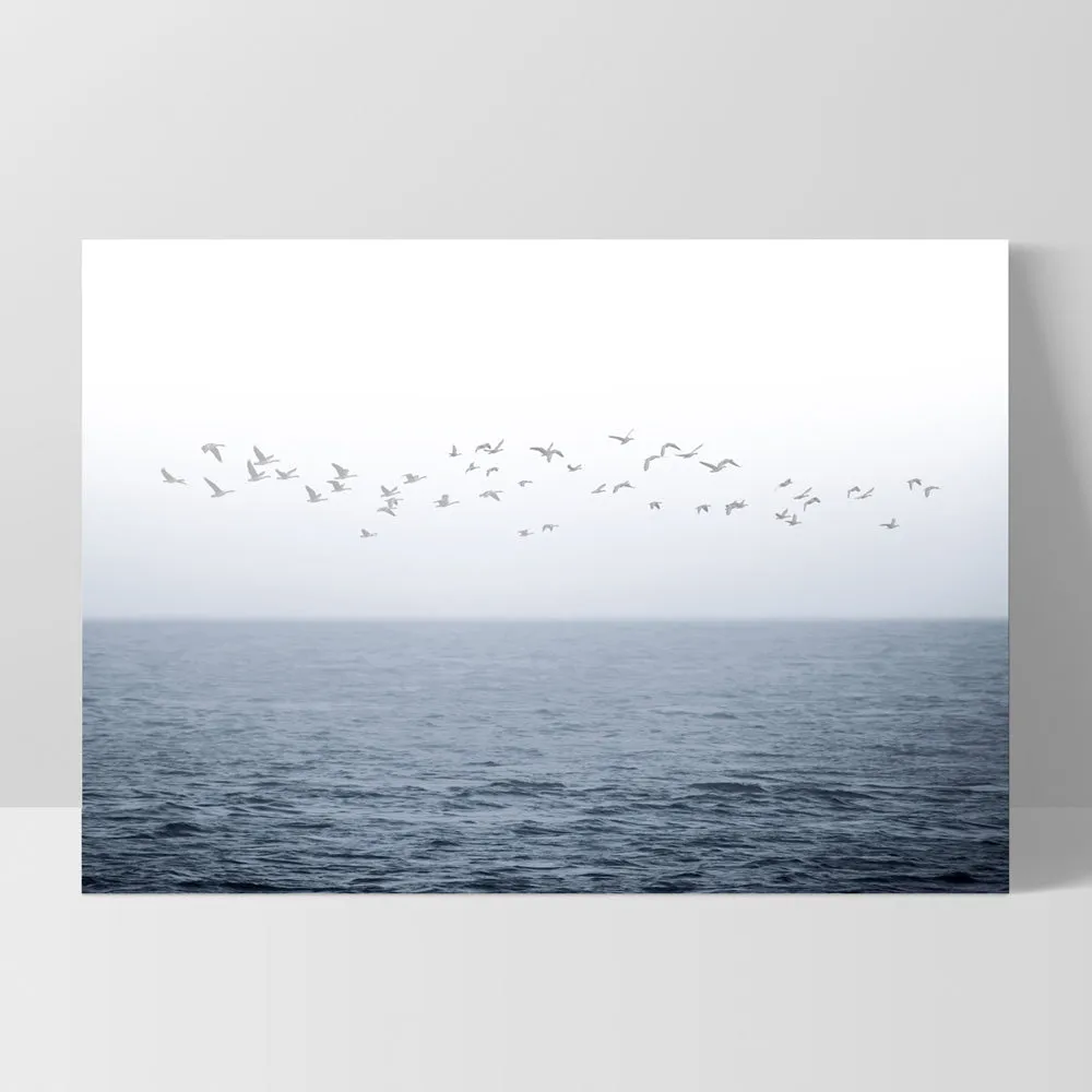 Flock of Birds on Ocean Horizon - Art Print