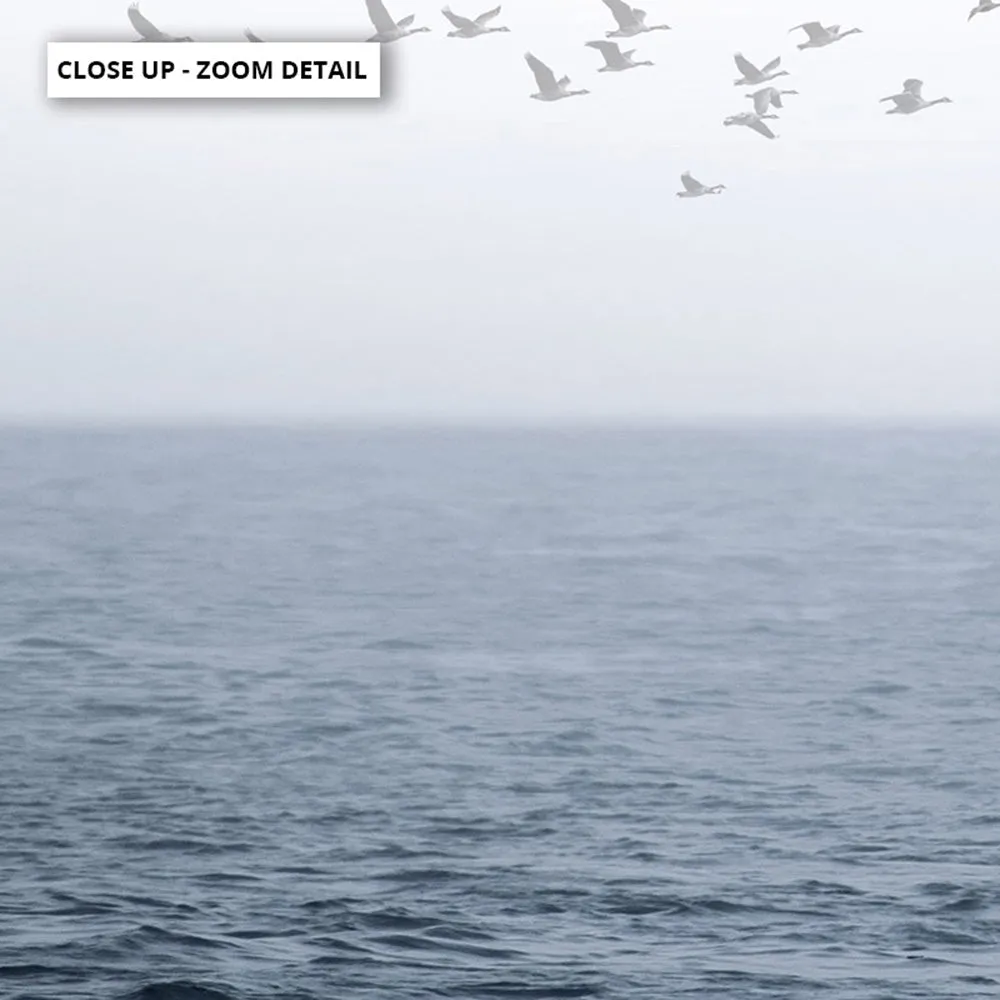Flock of Birds on Ocean Horizon - Art Print
