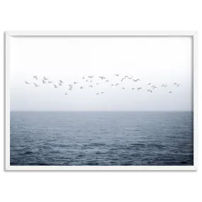 Flock of Birds on Ocean Horizon - Art Print