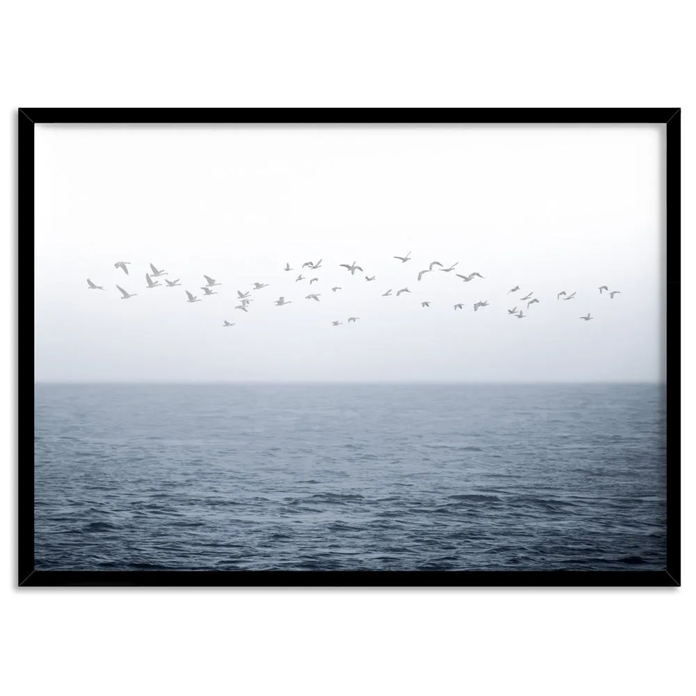 Flock of Birds on Ocean Horizon - Art Print