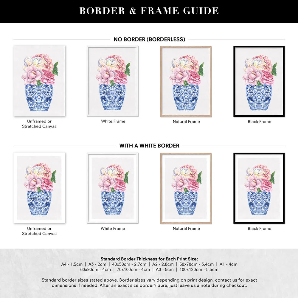 Floral Ginger Jar on Linen I - Art Print