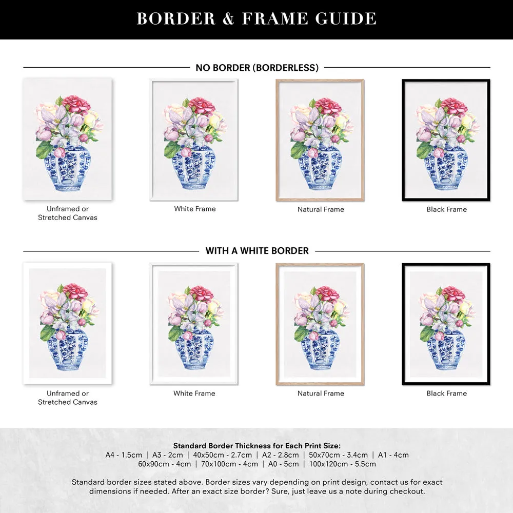 Floral Ginger Jar on Linen III - Art Print