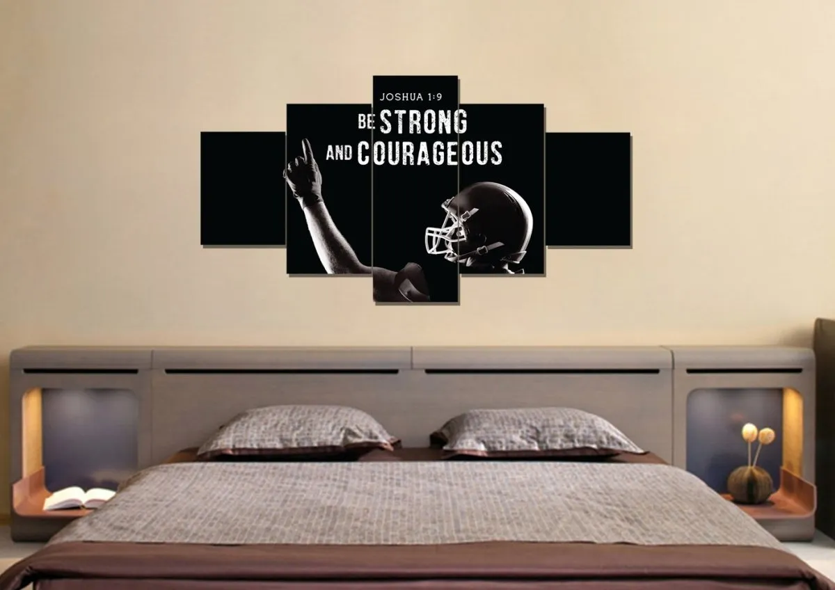 Football Champ Joshua 19 Be Strong And Courageous Wall Art - Christian Canvas Wall Art