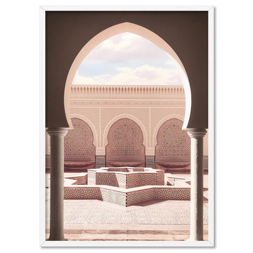 Fountain Plaza in Blush Morocco - Art Print