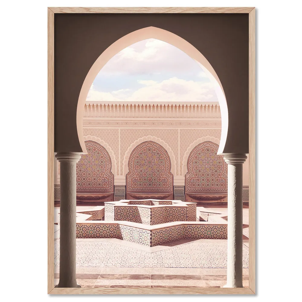 Fountain Plaza in Blush Morocco - Art Print