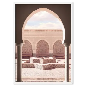 Fountain Plaza in Blush Morocco - Art Print