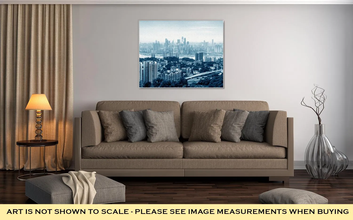 Gallery Wrapped Canvas, Chongqing China Downtown City Skyline Over The Yangtze River