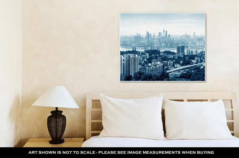 Gallery Wrapped Canvas, Chongqing China Downtown City Skyline Over The Yangtze River