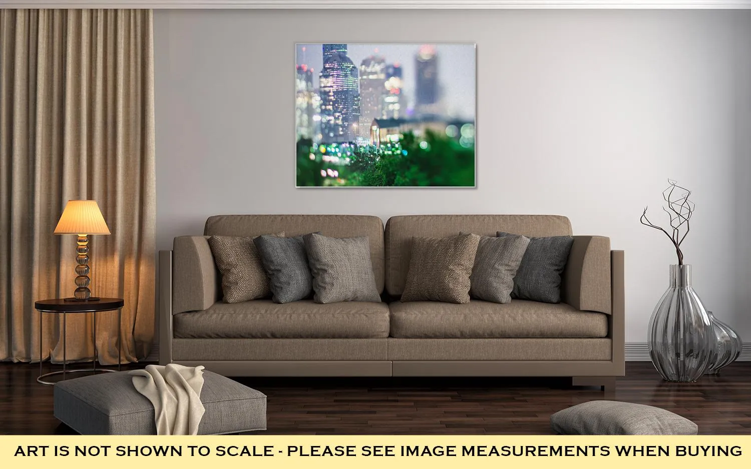 Gallery Wrapped Canvas, City Of Houston Texas Downtown Skyline With Tilt Lens