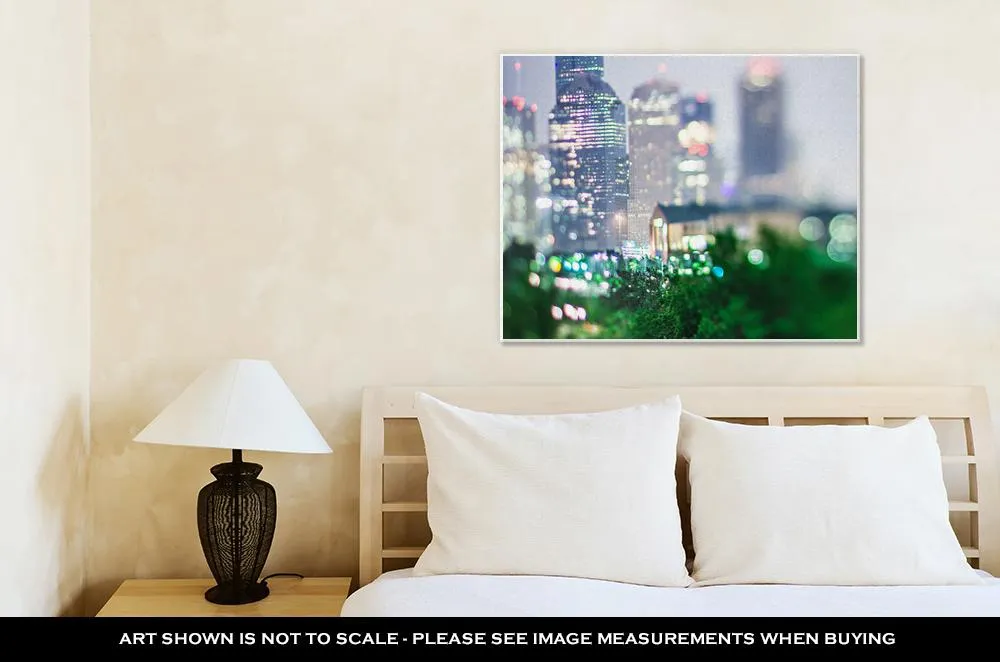 Gallery Wrapped Canvas, City Of Houston Texas Downtown Skyline With Tilt Lens