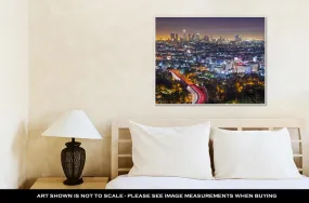 Gallery Wrapped Canvas, Los Angeles Californiusdowntown Skyline At Night