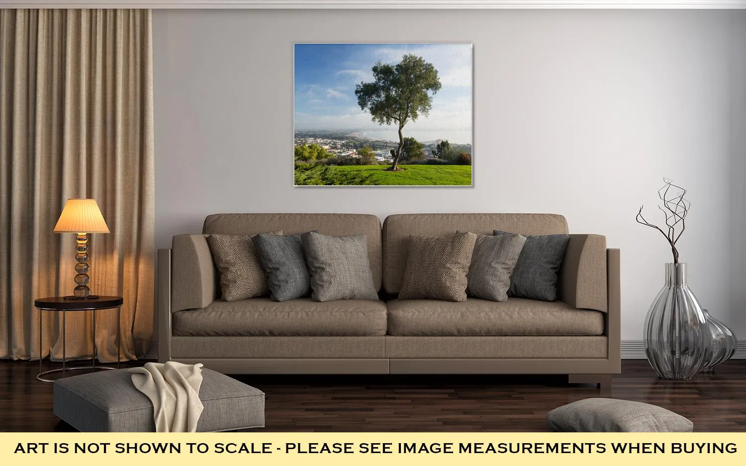 Gallery Wrapped Canvas, Panorama Of Ventura From Grant Park