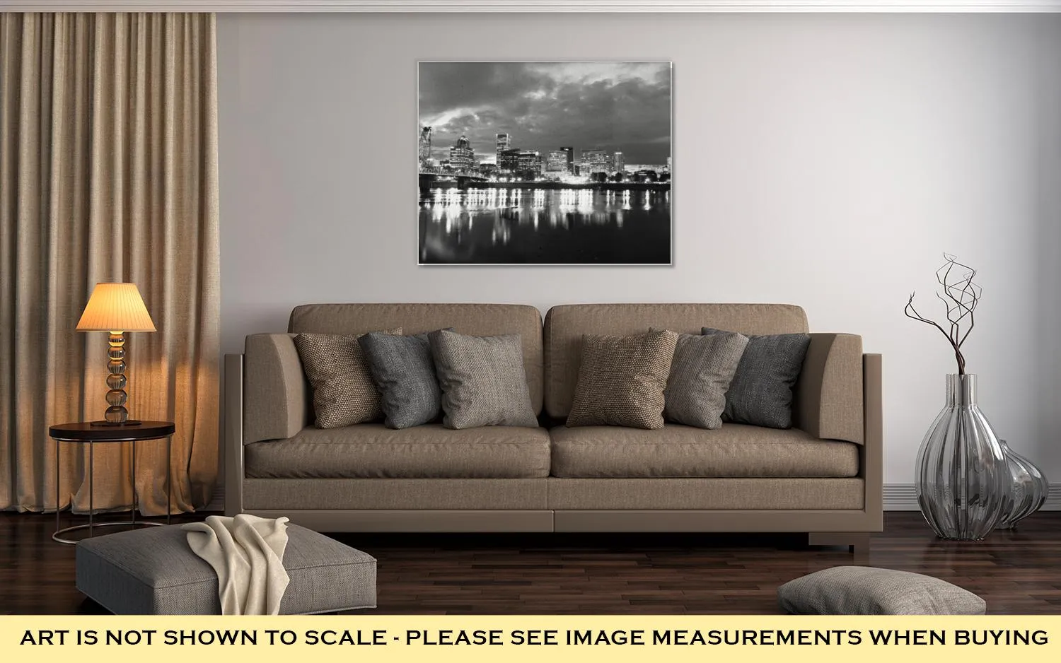 Gallery Wrapped Canvas, Willamette River Waterfront Portland Oregon Downtown City Skyline