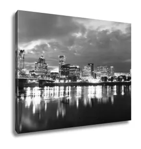 Gallery Wrapped Canvas, Willamette River Waterfront Portland Oregon Downtown City Skyline