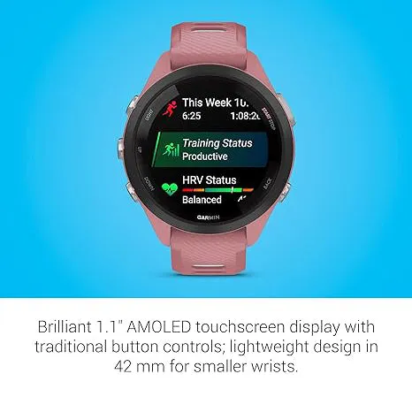 Garmin Light Pink Powder Gray Colorful Amoled Display Training Metrics Recovery Insights Forerunner 265S Running Smartwatch - 010-02810-05