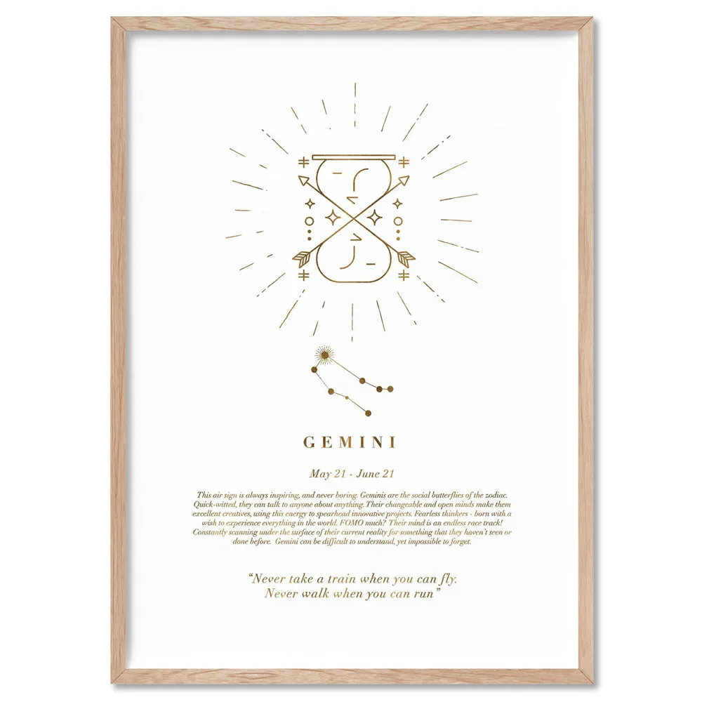 Gemini Star Sign | Celestial Boho (faux look foil) - Art Print