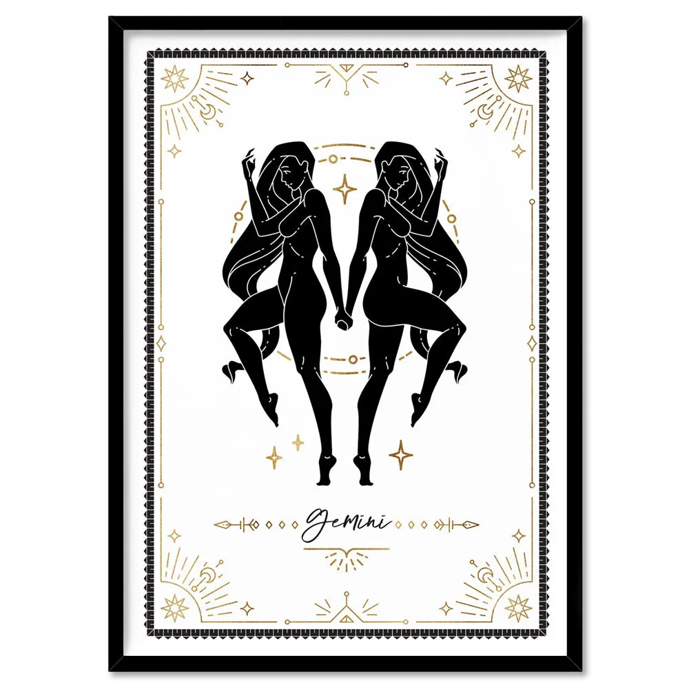 Gemini Star Sign | Tarot Card Style (faux look foil) - Art Print