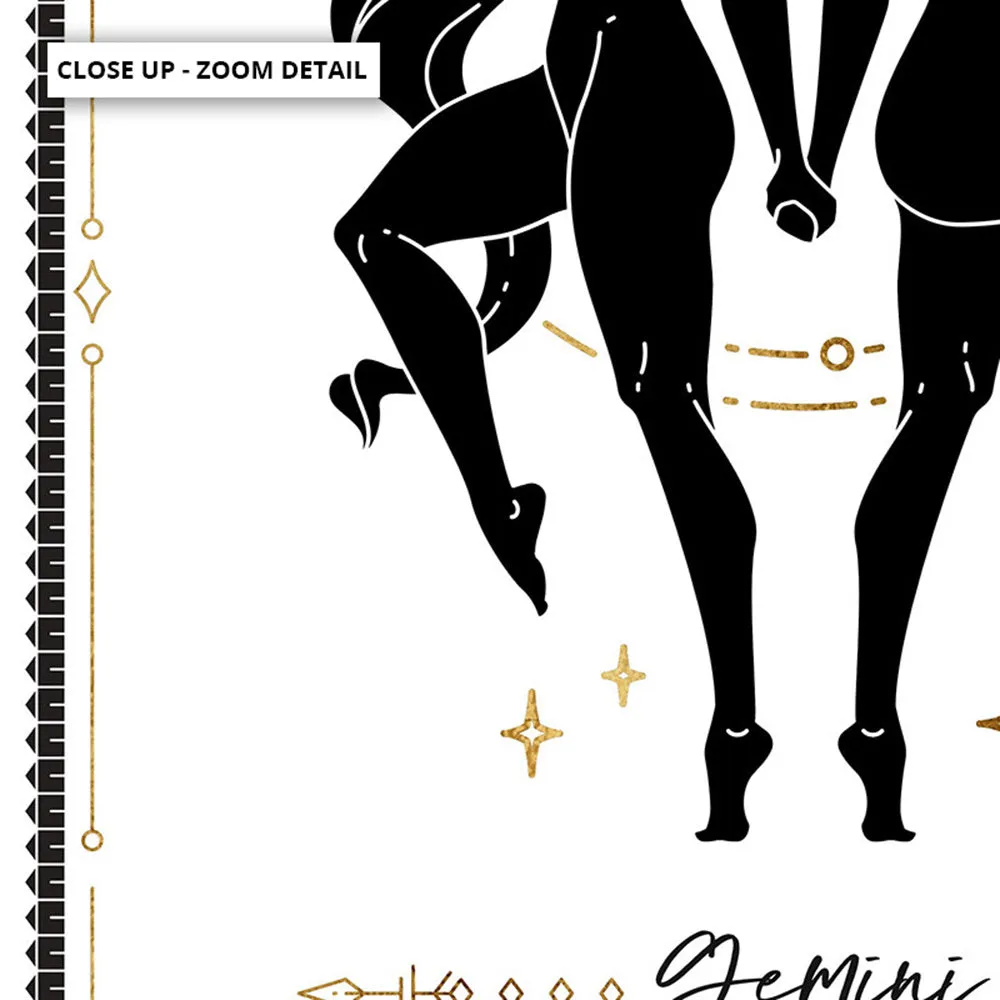 Gemini Star Sign | Tarot Card Style (faux look foil) - Art Print