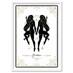 Gemini Star Sign | Tarot Card Style (faux look foil) - Art Print