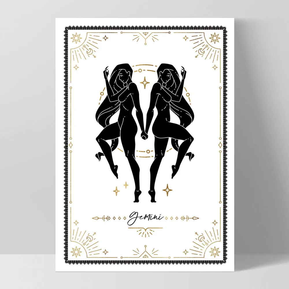 Gemini Star Sign | Tarot Card Style (faux look foil) - Art Print