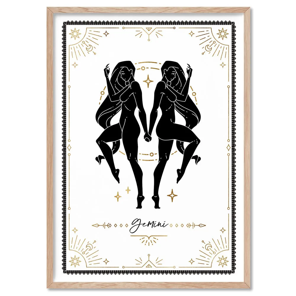 Gemini Star Sign | Tarot Card Style (faux look foil) - Art Print