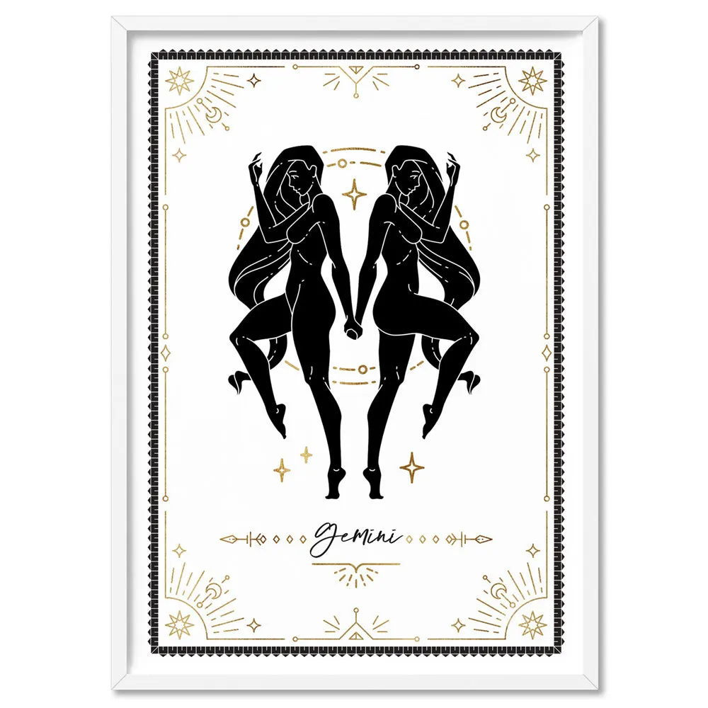 Gemini Star Sign | Tarot Card Style (faux look foil) - Art Print
