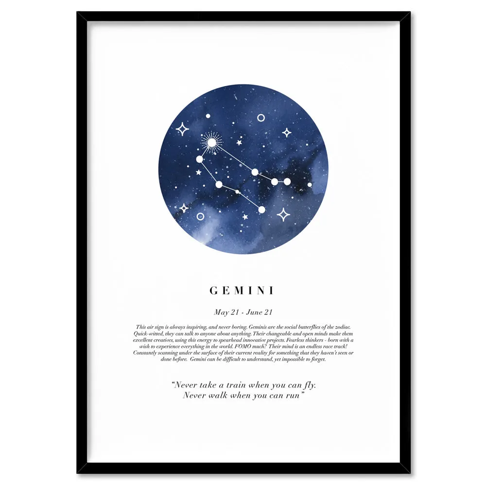 Gemini Star Sign | Watercolour Circle - Art Print