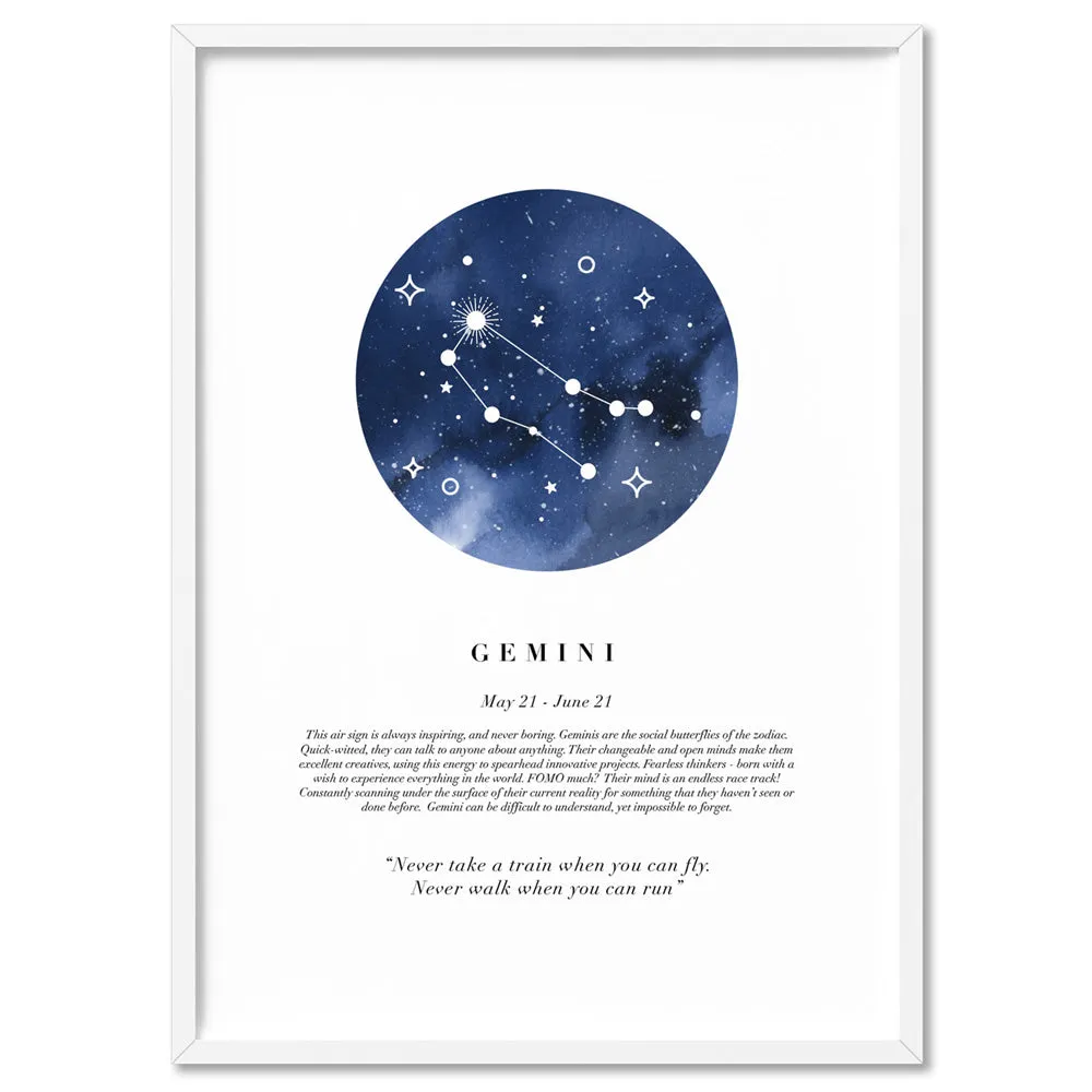 Gemini Star Sign | Watercolour Circle - Art Print
