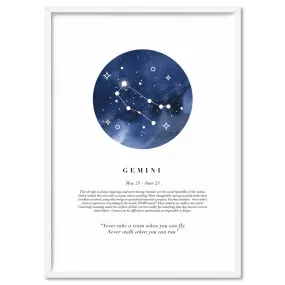 Gemini Star Sign | Watercolour Circle - Art Print