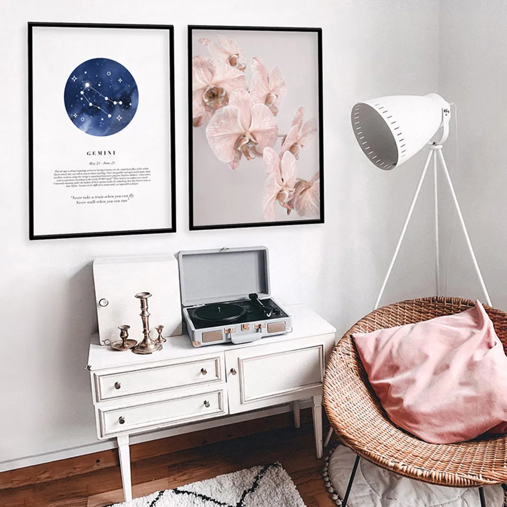 Gemini Star Sign | Watercolour Circle - Art Print
